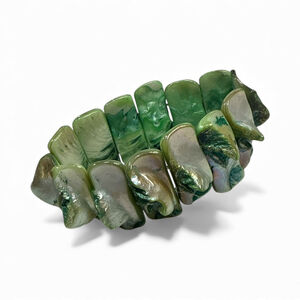 Green Iridescent Shell-Style Stretch Bracelet